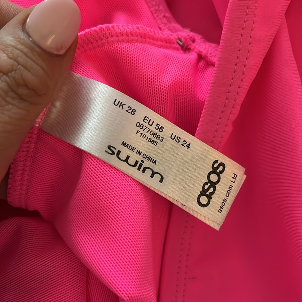 Nwot Asos Swim Hot Pink Swimsuit. Us Size 24 Uk 28 Wu 56. View 3